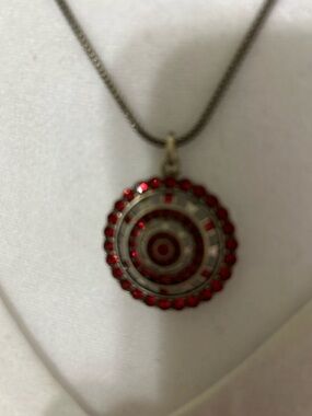 Red Crystal Target Pendant Necklace - Women Jewelry